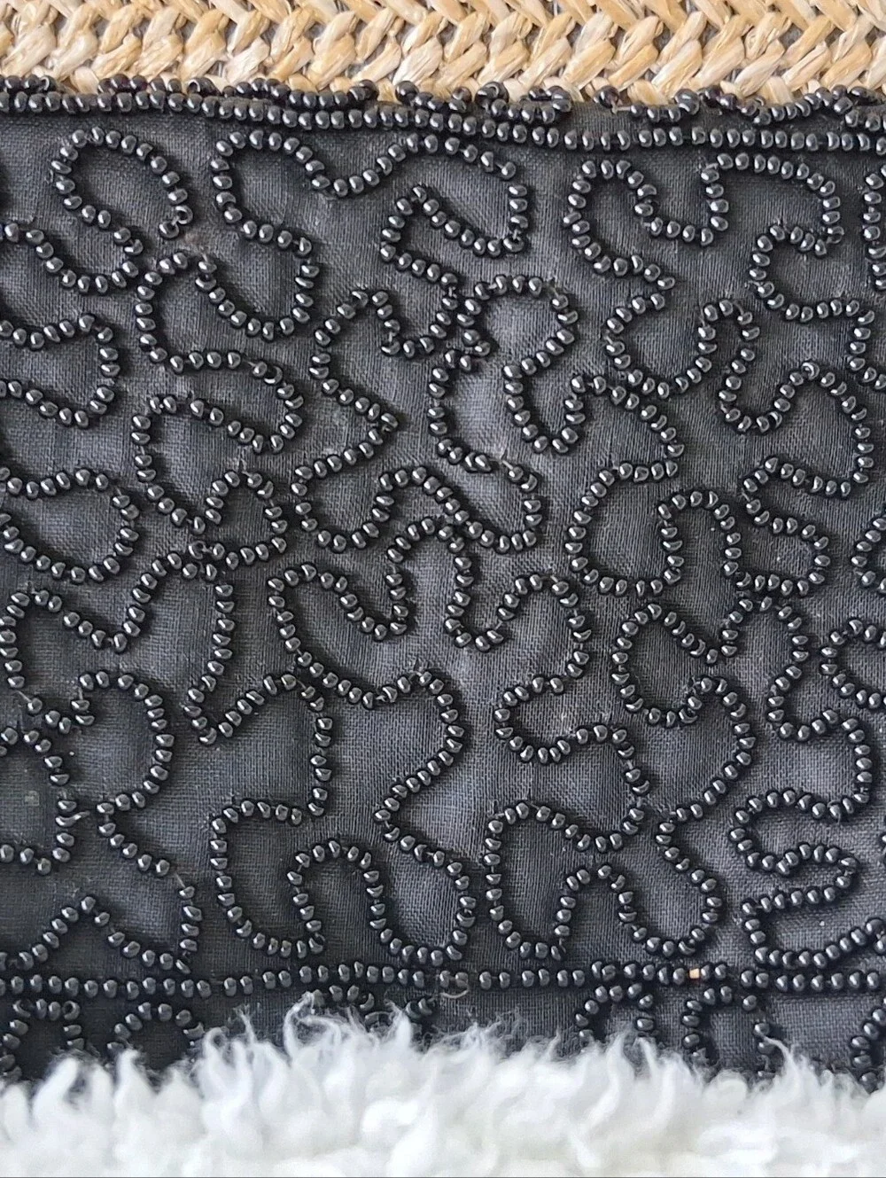 Mid Century Walborg Beaded Black Evening Clutch